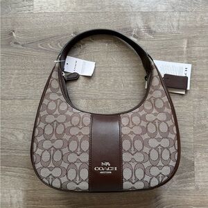 Coach Brown Shoulder Bag with Signature Monogram